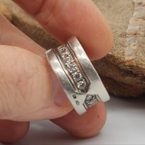 BULGARY Solid Sterling Silver 925 Ring Authentic Designer Logo Monogram